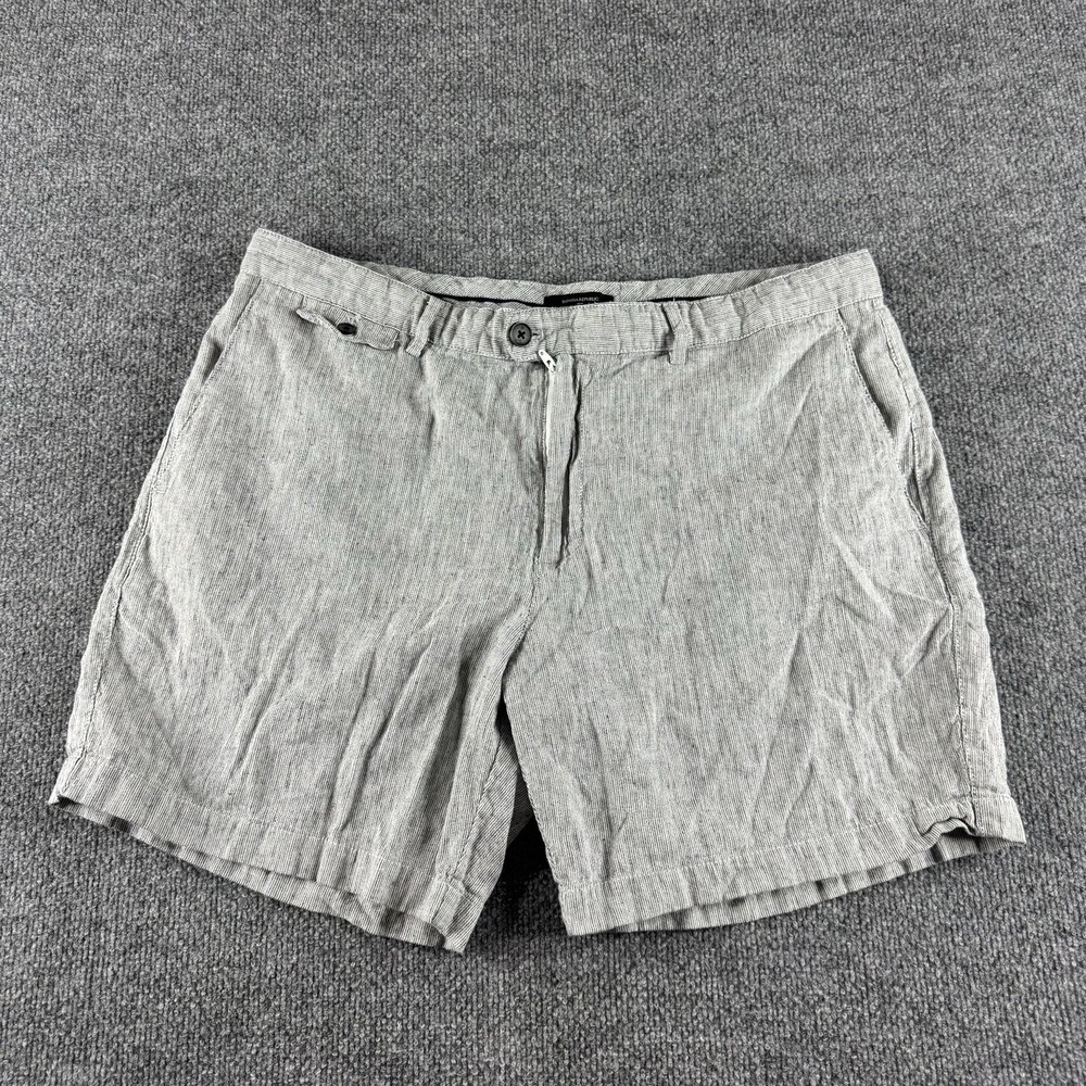 Banana Republic Shorts Mens 38 Gray Linen Blend Stripe Chino Pockets Summer